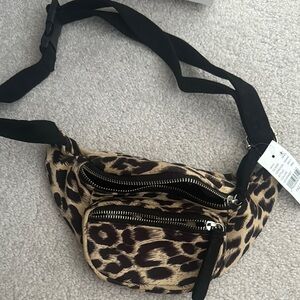 PacSun Leopard Print Waist Bag with Black Strap